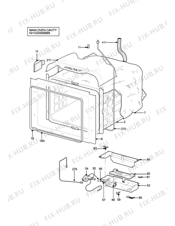 Взрыв-схема плиты (духовки) Zanussi ZCG7902XL - Схема узла H10 Main Oven Cavity (large)